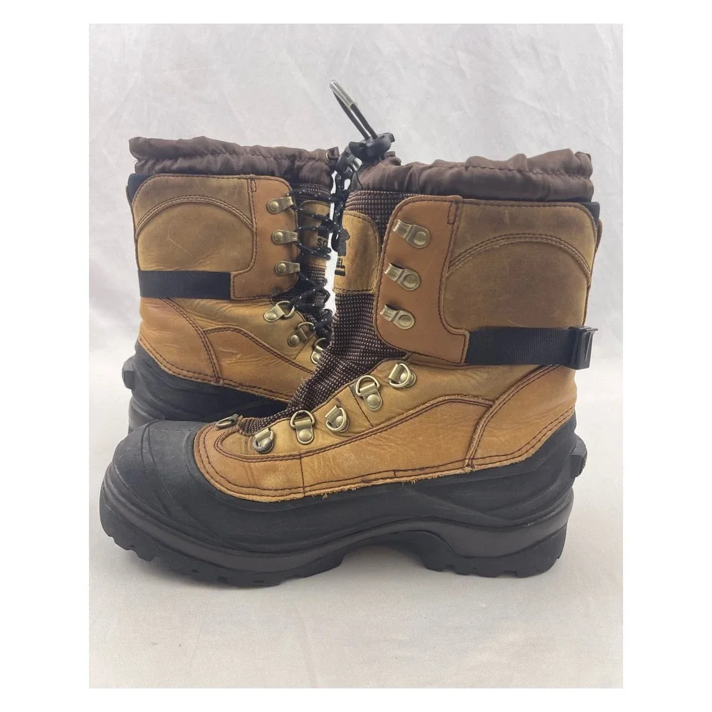 Sorel Conquest Mens Waterproof Winter Boots 400g Thinsulate Tan Black Size 10‎